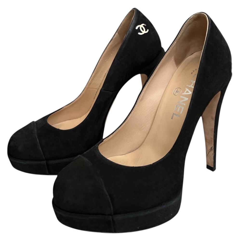 EUC AUTH CHANEL Black HEELS SIZE 36/ US 5.5 - Picture 5 of 16
